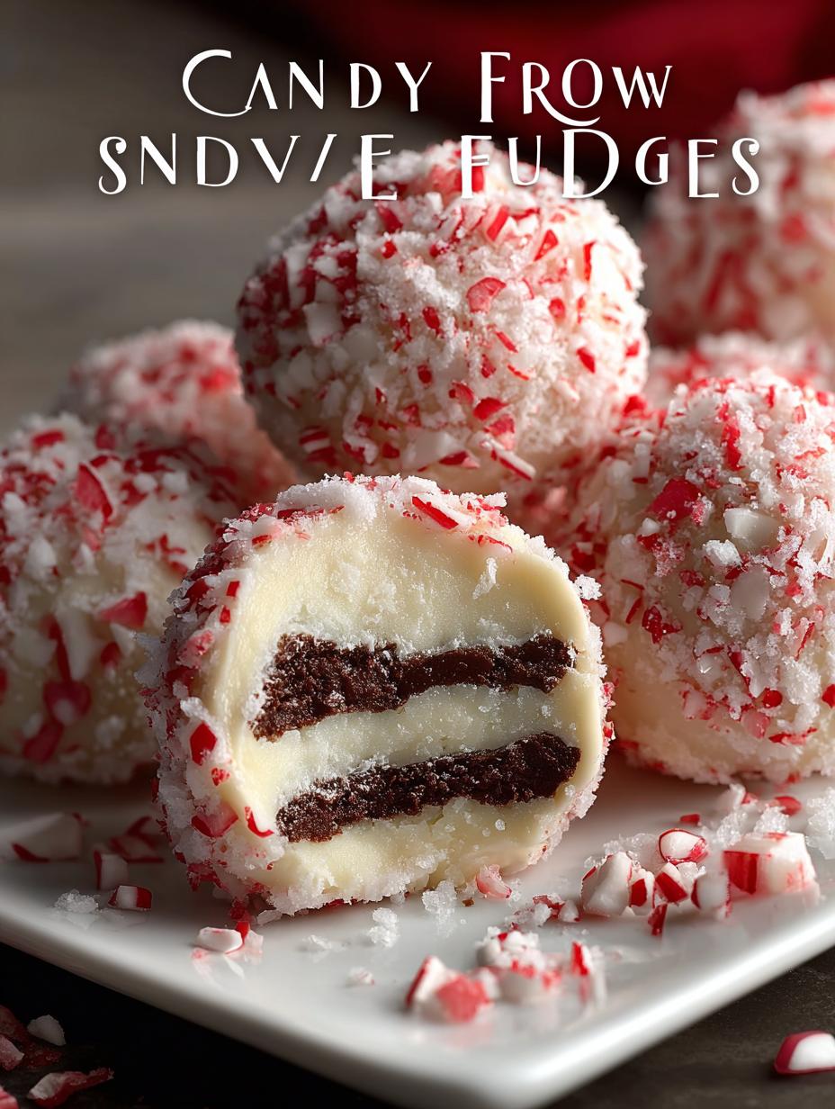 Candy Cane Fudge Snowballs