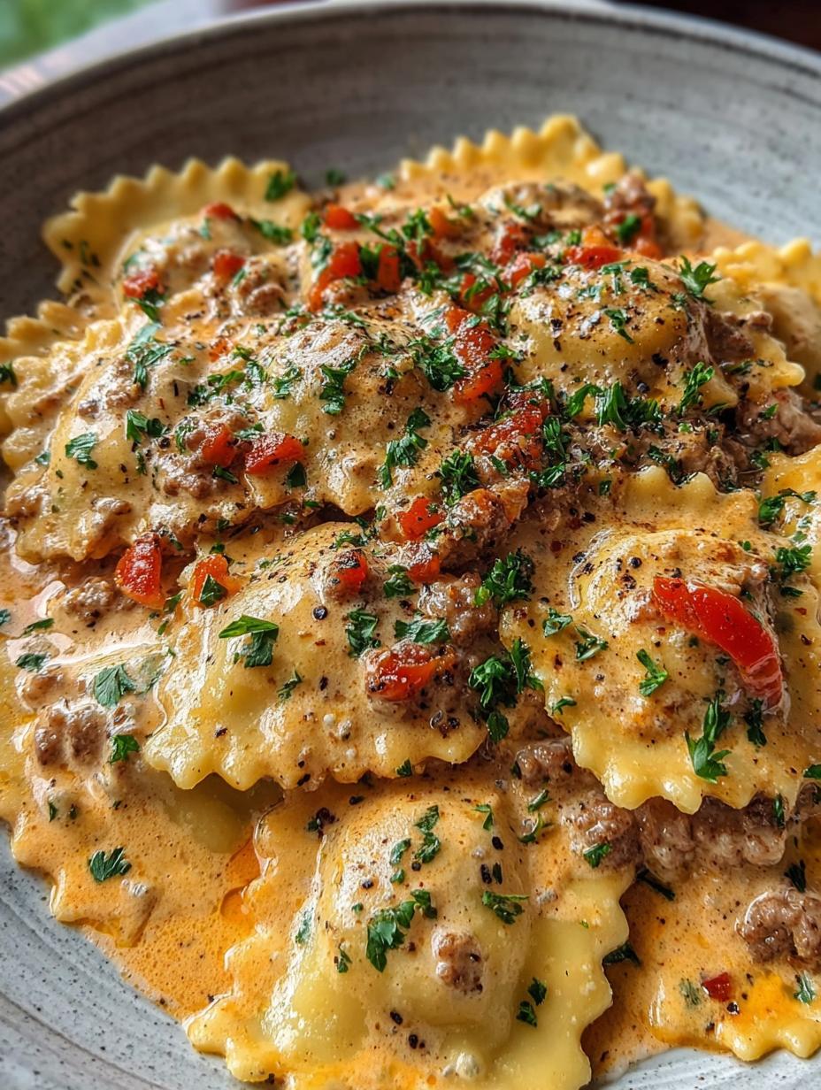 Creamy Cajun Sausage Ravioli: 15 Min Quick Fix - Creamy Cajun Sausage Ravioli - cooking process