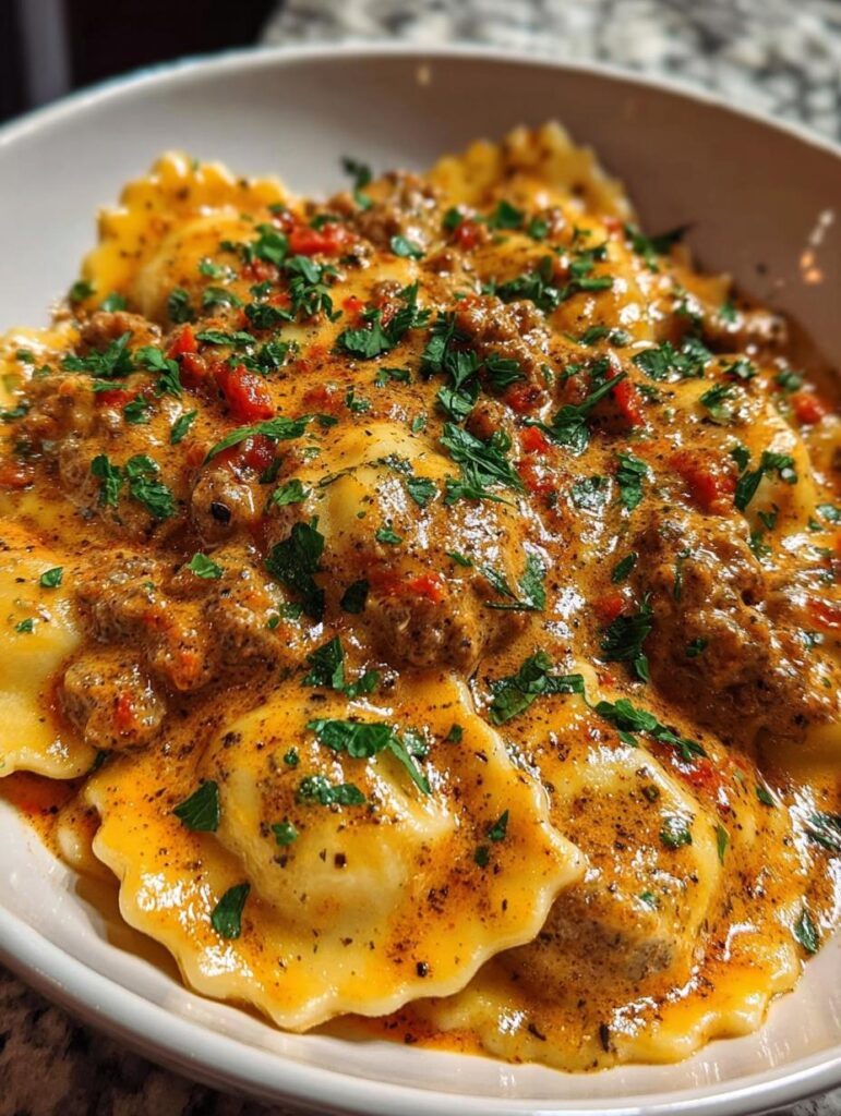 Creamy Cajun Sausage Ravioli