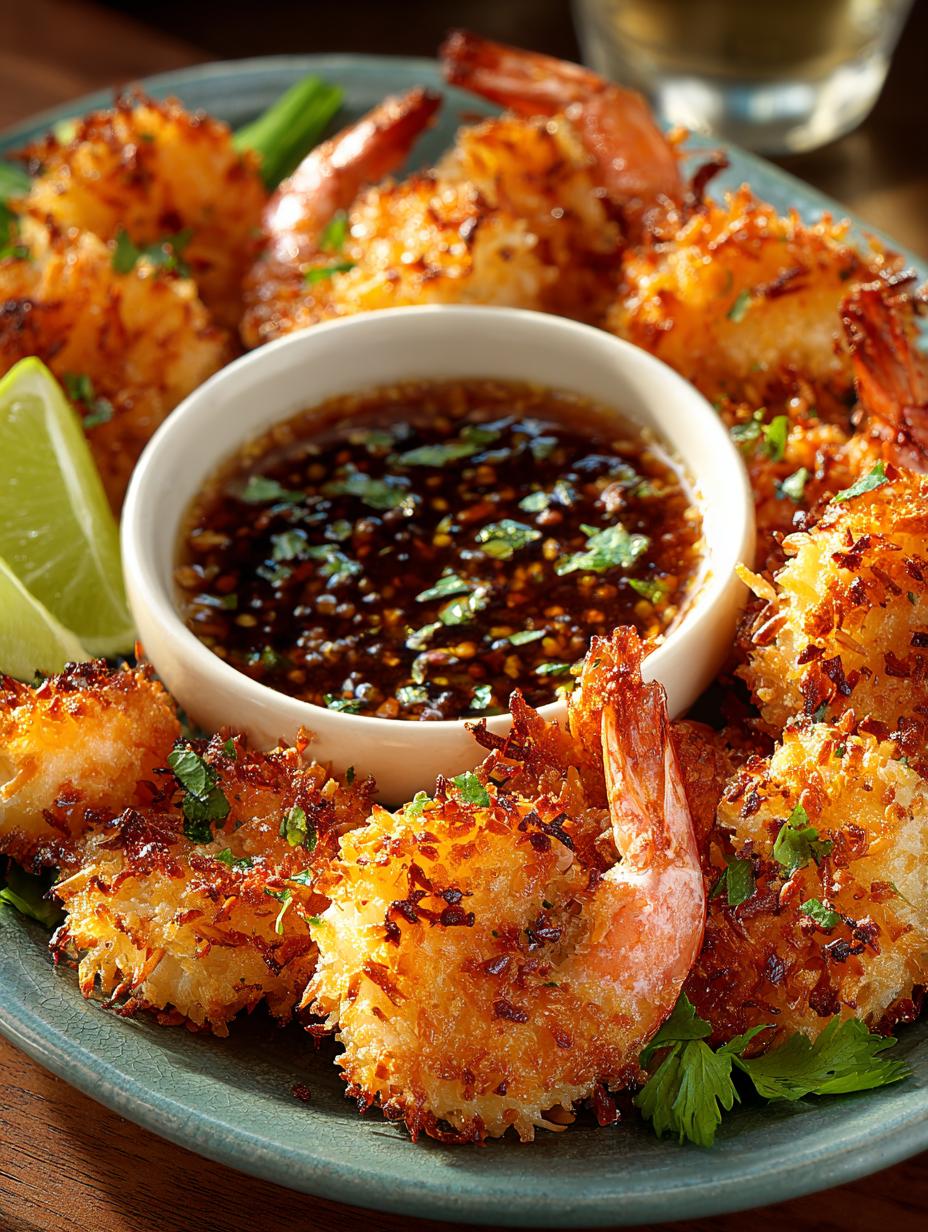 Crispy Coconut Shrimp with Sweet & Tangy Dipping Sauce - Crispy Coconut Shrimp with - main visual representation