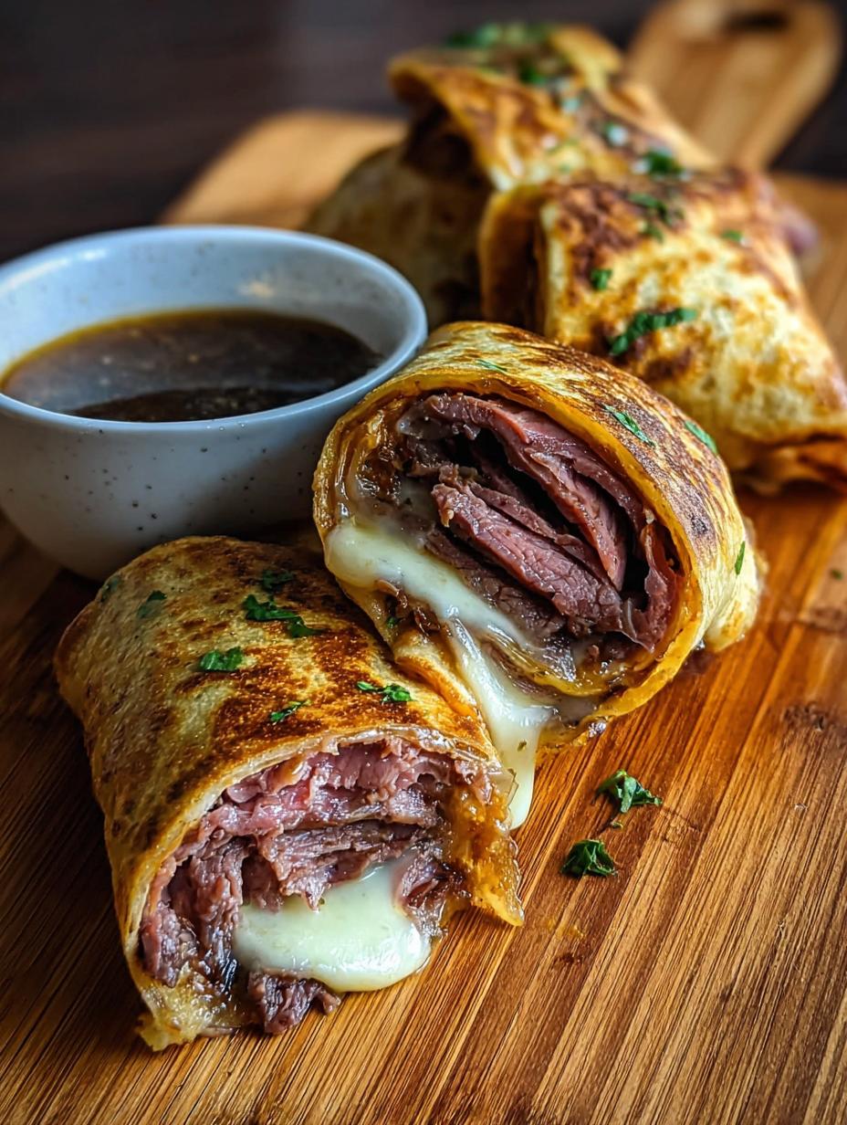 French Dip Tortilla Roll: Amazing Weeknight Dinner - French Dip Tortilla Roll - additional detail