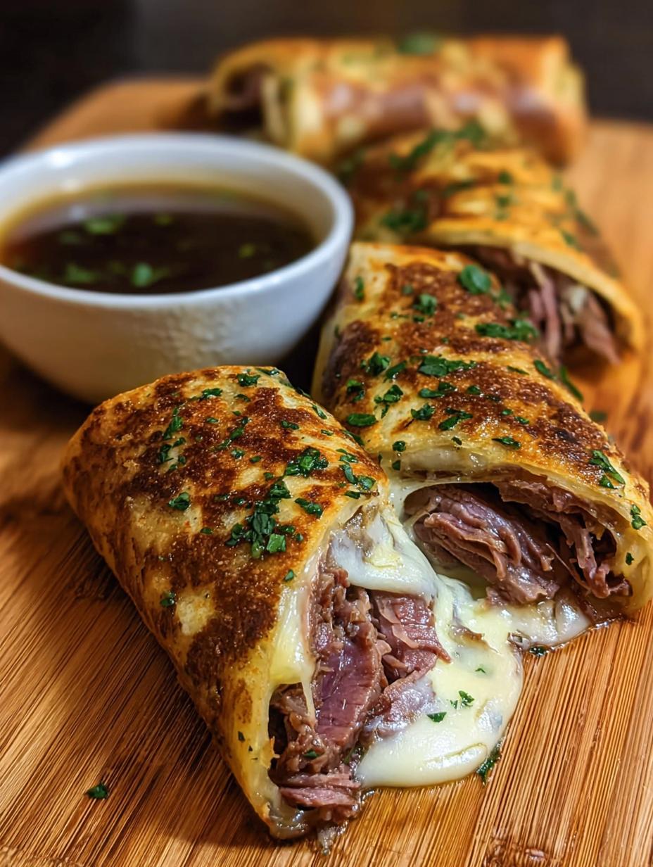 French Dip Tortilla Roll: Amazing Weeknight Dinner - French Dip Tortilla Roll - additional detail