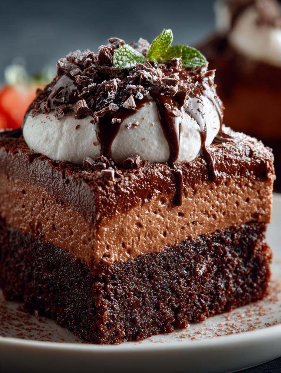 Irresistible Chocolate Mousse Brownie fresh from the oven on a cooling rack