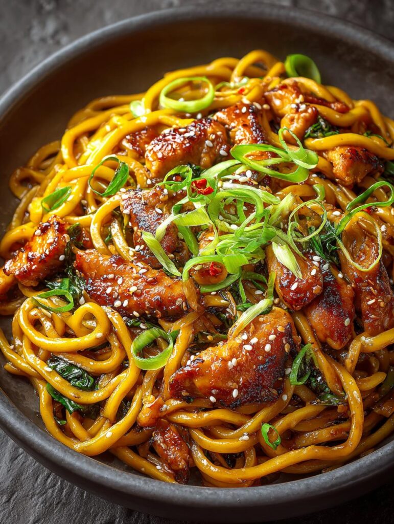 Sticky Garlic Chicken Noodles